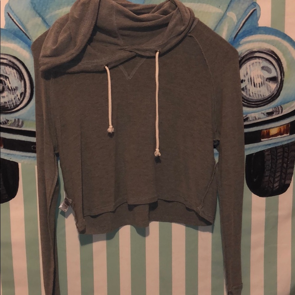 Size Medium Grey Crop Hoodie!